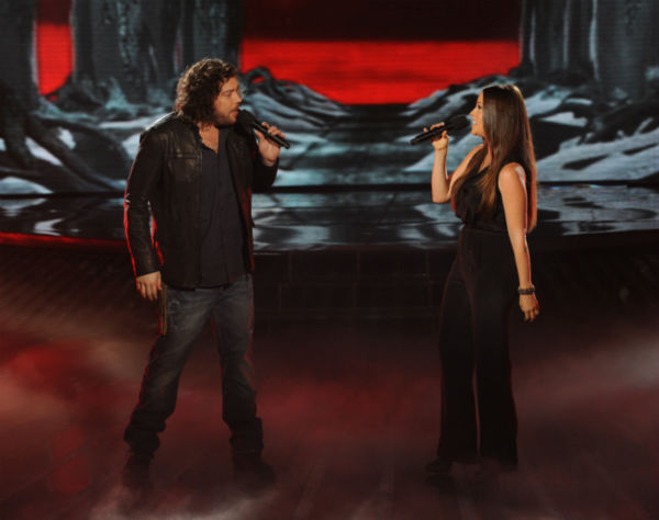 Josh Krajcik (L) and Alanis Morissette perform...