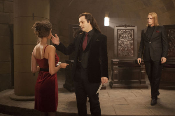 Michael Sheen (center) and Jamie Campbell Bower...