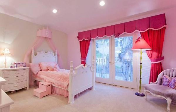 A bedroom inside the Hollywood Hills home of...