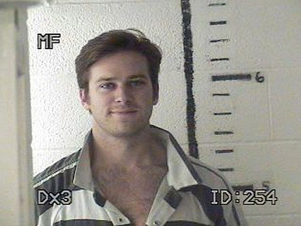 Armie Hammer appears in a mug shot taken by the...