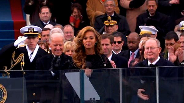 Beyonce performs the national anthem after...