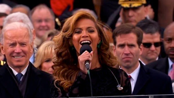 Beyonce performs the national anthem after...
