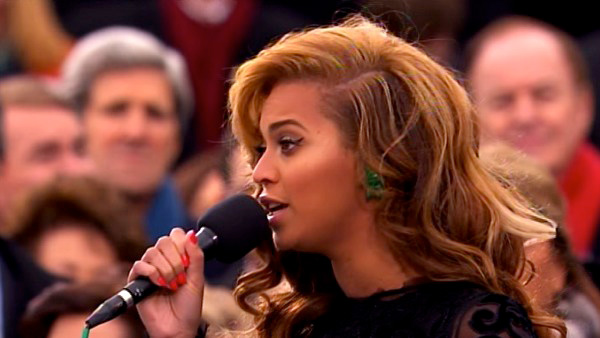 Beyonce performs the national anthem after...