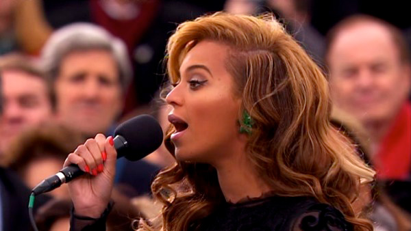 Beyonce performs the national anthem after...