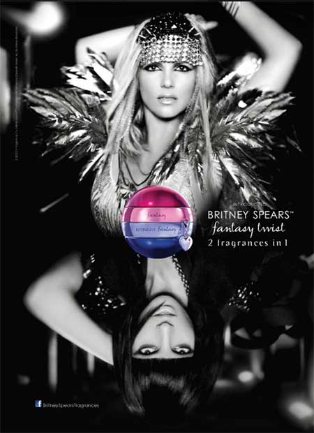 Britney Spears appears in an ad for her new fragrance, Fantasy Twist, posted to her official Facebook account on October 10, 2012. - Provided courtesy of facebook.com/britneyspears Britney Spears appears in an ad for her new fragrance, Fantasy Twist, posted to her official Facebook account on October 10, 2012. - Provided courtesy of facebook.com/britneyspears
