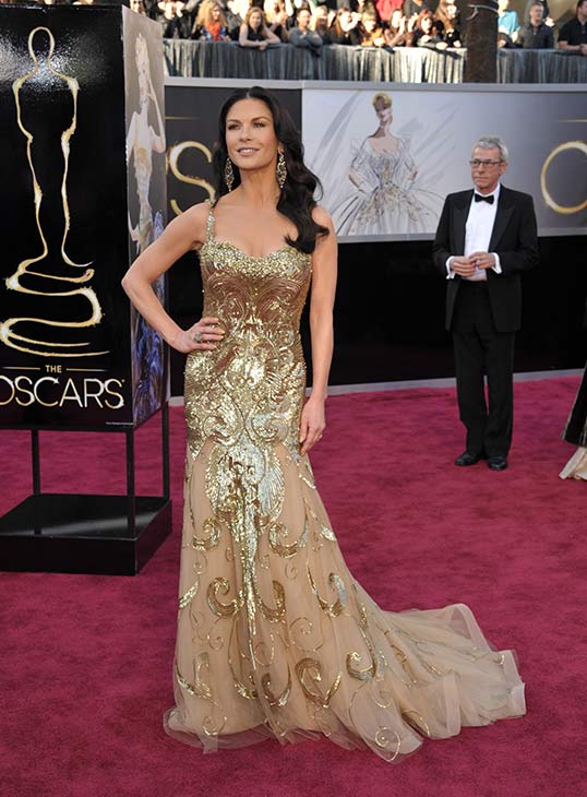 Catherine Zeta-Jones arrives at the 2013 Oscars...