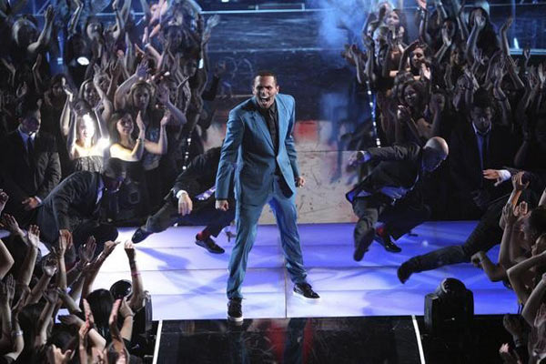Chris Brown performed on the ballroom stage and...