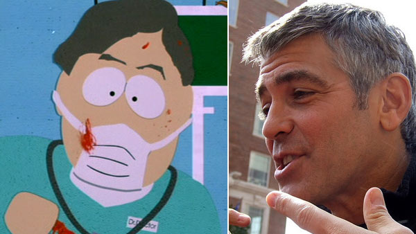 Clooney's character Dr. Gouache appears in a...