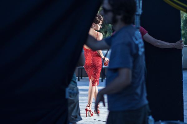 A behind-the-scenes photo of Campari's 2013...