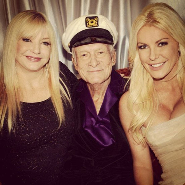 Crystal Harris posted on Twitter this photo of herself with new husband Hugh Hefner and her mother on Dec. 31, 2012.