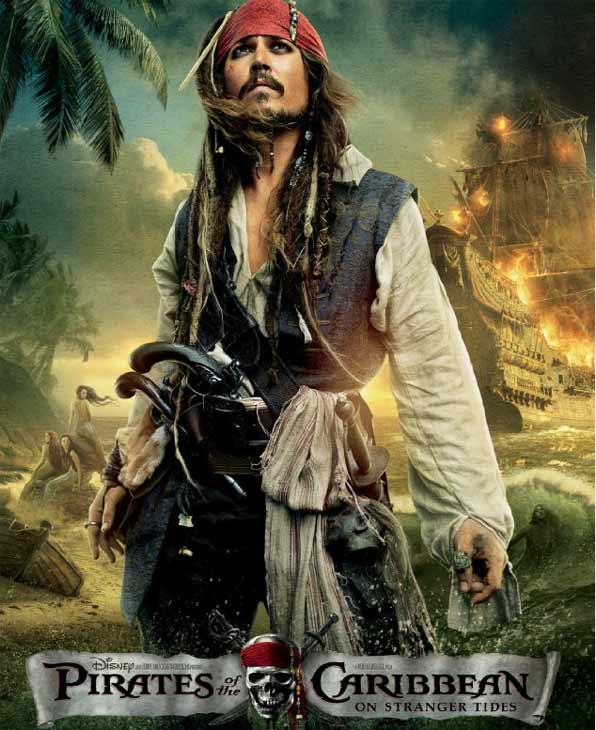 Johnny Depp appears as Captain Jack Sparrow on a...