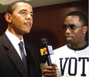 Diddy is seen with Barack Obama in a 2004 photo,...