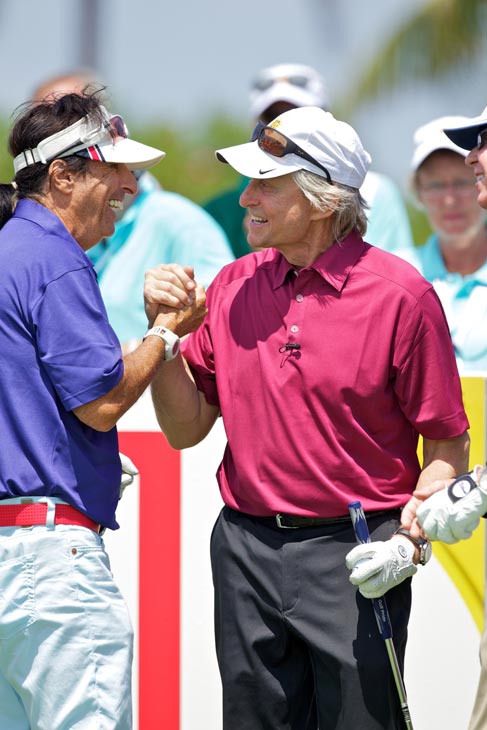 Michael Douglas greets a friend at the 2012...