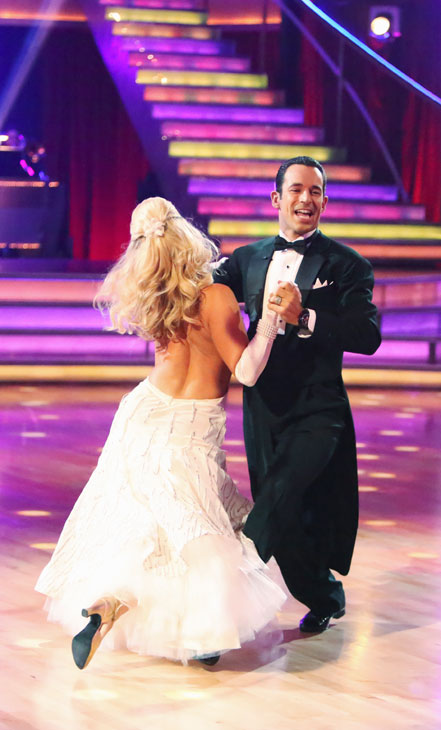 Helio Castroneves and Chelsie Hightower appear...