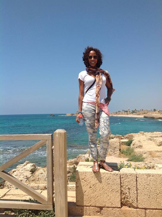 Holly Robinson Peete poses near the coast of the...