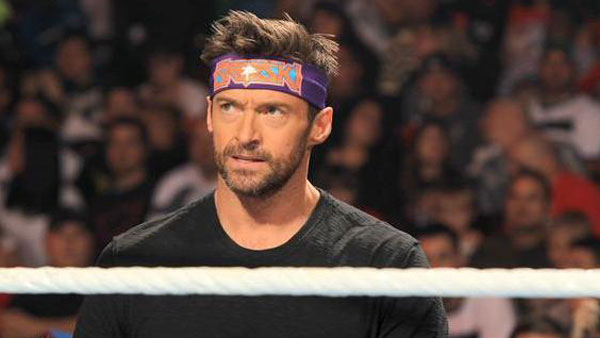 Hugh Jackman appears on 'WWE Monday Night Raw' on September 19, 2011.