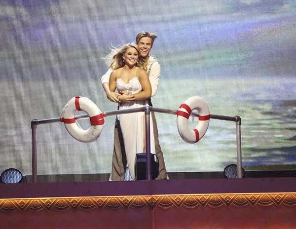 Shawn Johnson and Derek Hough appear in a still...