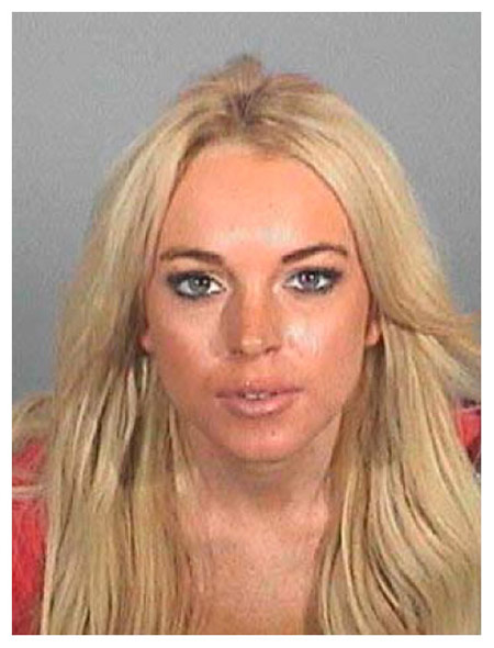 Lindsay Lohan's mug shot from Nov. 15, 2007, when she surrendered to serve a brief jail term after her July drunken driving conviction. The actress spent about an hour behind bars before she was released.