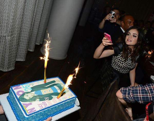 Lucy Hale attends the launch party for Nylon...
