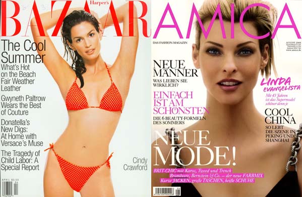Cindy Crawford (left) appears on the cover of...