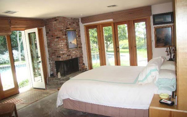 A shot of a bedroom at Jack Nicholson's Malibu...