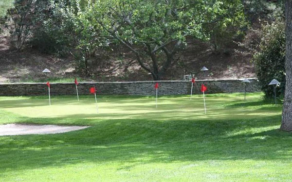 A putting course Jack Nicholson's Malibu estate. The three-bedroom, two-bathroom house lies of about70 acres of land and was put on the market in the spring of 2011 for $4.25 million.