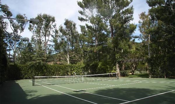 A tennis court inside Jack Nicholson's Malibu estate. The three-bedroom, two-bathroom house lies of about 70 acres of land and was put on the market in the spring of 2011 for $4.25 million.