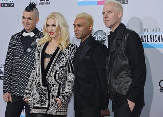 No Doubt, including Gwen Stefani, appear on the red carpet at the 2012 American Music Awards (AMAs) in L.A. on Nov. 18, 2012.