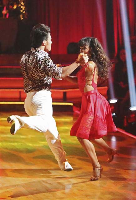 Apolo Anton Ohno and Karina Smirnoff appear in a...