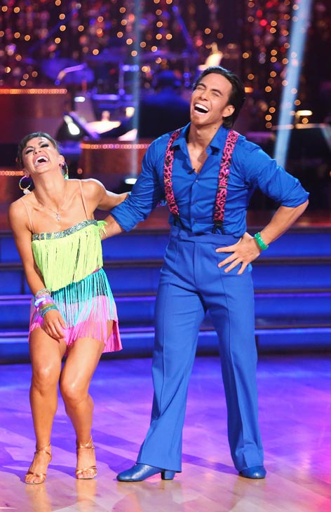 Apolo Anton Ohno and Karina Smirnoff appear in a...
