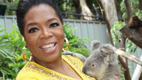 Oprah Winfrey and Elvis the koala appear in a...