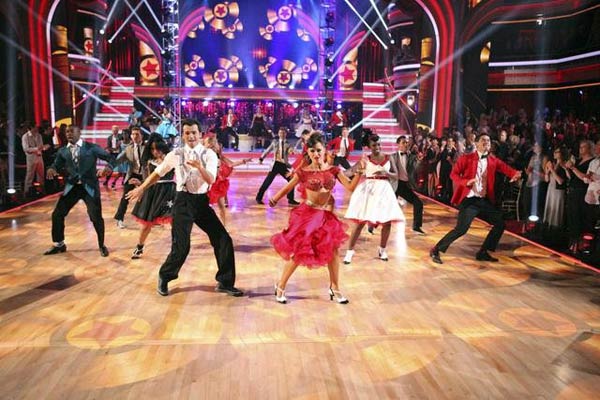 A professional dance group appears on 'Dancing With The Stars: The Results Show' on Tuesday, May 8, 2012.