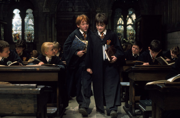 Draco Malfoy (Tom Felton), Ron Weasley (Rupert...