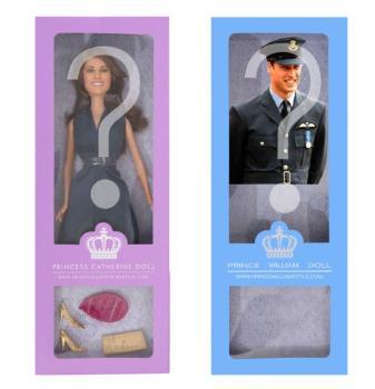 Plastic dolls depicting Prince William and Kate...