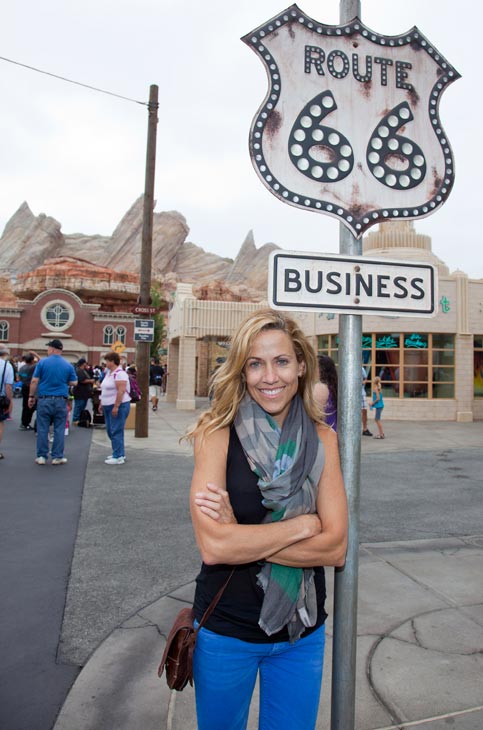 Sheryl Crow poses at Cars Land in Disney...