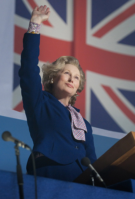 Meryl Streep appears as Margaret Thatcher in a...