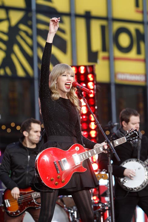 Taylor Swift performs in Times Square in New York City for ABC's 'Good Morning America' on Oct. 23, 2012 to promote her new album 'Red.'
