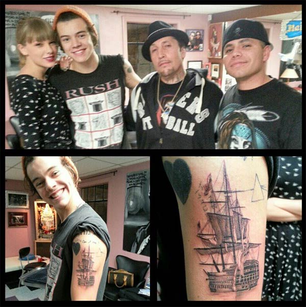 Taylor Swift, Harry Styles and tattoo artists Freddy Negrete and Isaiah Negrette are seen in this Instagram photo that Freddy posted early on Dec. 19, 2012. - Provided courtesy of instagram.com/p/TaciCPSy5M/ Taylor Swift, Harry Styles and tattoo artists Freddy Negrete and Isaiah Negrette are seen in this Instagram photo that Freddy posted early on Dec. 19, 2012. - Provided courtesy of instagram.com/p/TaciCPSy5M/