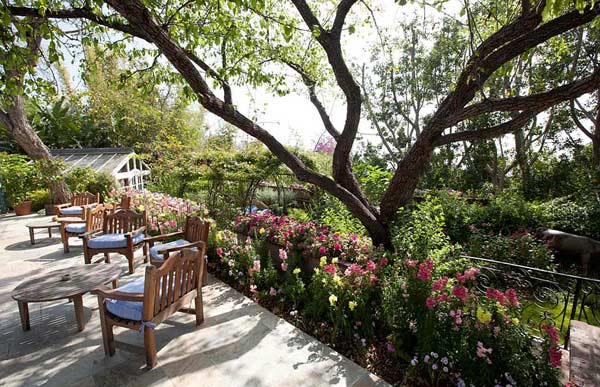 The patio outside Elizabeth Taylor's Bel Air...