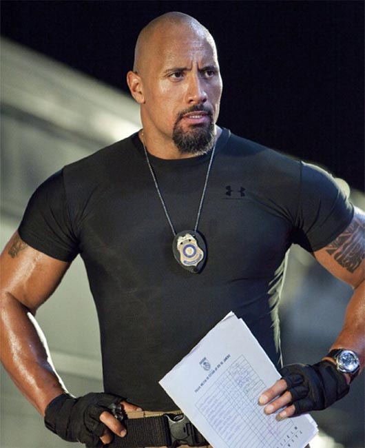 The Rock in a scene from the film 'Fast Five.'