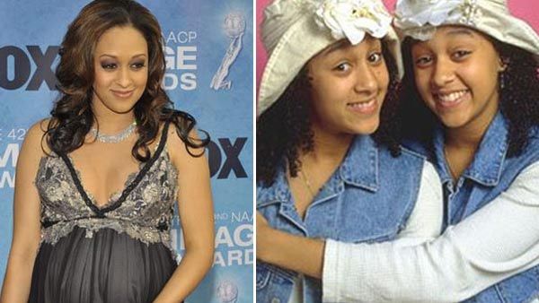 Tia Mowry appears at the 2011 NAACP Image awards in a photo posted on her Twitter page.  / Tia (right) and Tamara (left) Mowry appear in a promotional photo for the TV show, 'Sister, Sister.