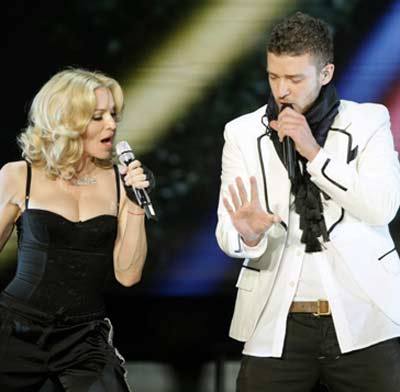 Justin Timberlake and Madonna appear in a photo...