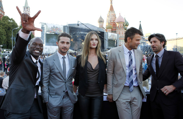From left: Tyrese Gibson, Shia LaBeouf, Rosie...