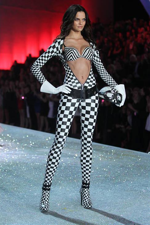 Hilary Rhoda walks the runway at the 2013 Victoria's Secret Fashion Show at the Lexington Armory in New York on Nov. 13, 2013.