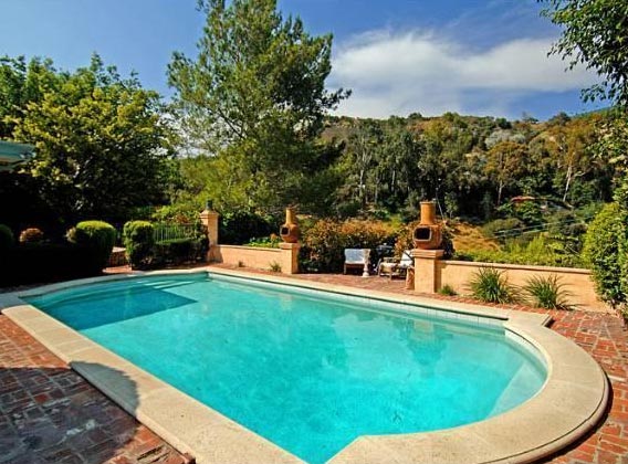 The pool outside Estella Warren's Beverly Hills...