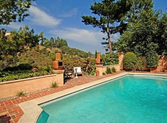 The pool outside Estella Warren's Beverly Hills...