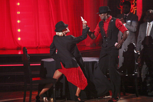 Football star Donald Driver and his partner Peta Murgatroyd received 27 out of 30 points from the judges for their Argentine Tango on week five of 'Dancing With The Stars,' which aired on April 16, 2012.