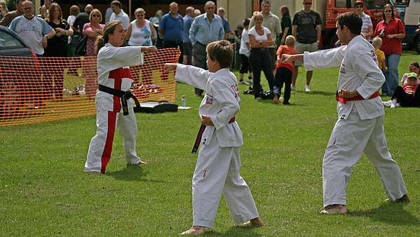 A photo of a Tae Kwon Do demonstration in England.