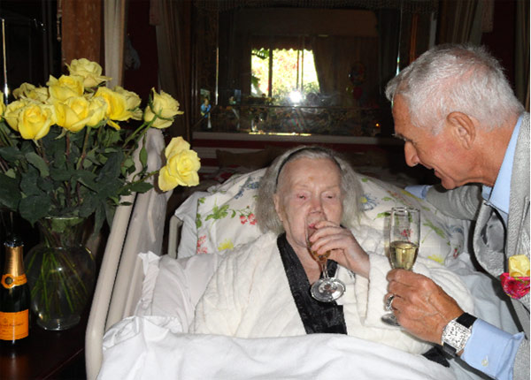 Zsa Zsa Gabor, 94, is seen with husband Frederic Prinz von Anhalt at their Ben Air home. They celebrated his 68th birthday on June 18, 2011 with a champagne toast, the couple's spokesperson told OnTheRedCarpet.com on June 20, 2011.