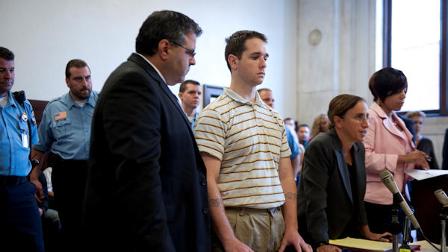 Raymond Clark III, center is arraigned at Superior Court in New Haven, Conn. Thursday Sept. 17, 2009 in connection with the murder of Annie Le, a Yale graduate student whose body was found stuffed inside a lab wall Sunday. From left are Assistant Public Defender Joseph E. Lopez , Raymond Clark III, Senior Assistant Public Defender, Beth Merkin, right, Bail Commissioner Sharon Moye-Johnson.